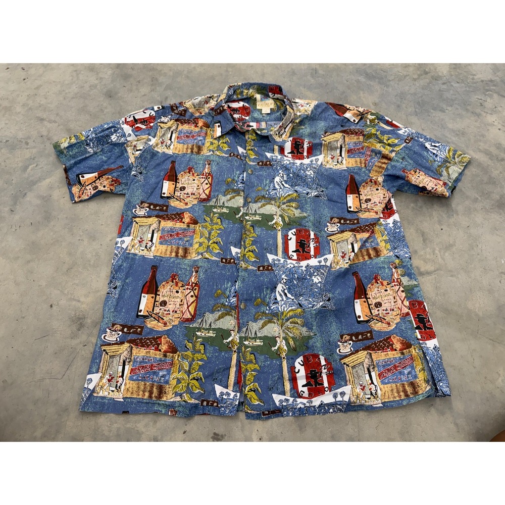 Kahala Avi Hawaiian Shirt Mens 2XL Cuban Street Button Front Short Sleeve Beach
